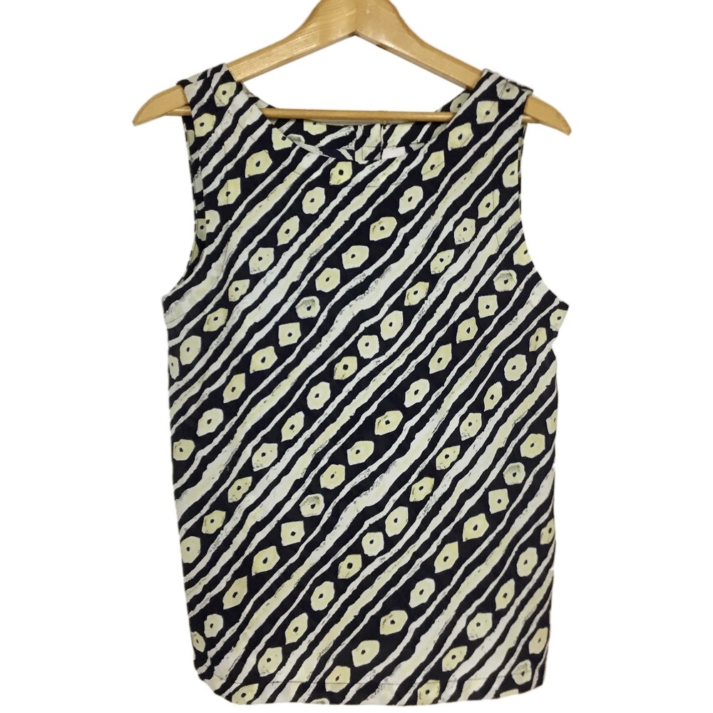 Vintage German Dark Blue Pale Yellow Tank Top Sz 8 - Picture 3 of 8